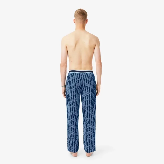 Calças de pijama em popeline com monograma para homem