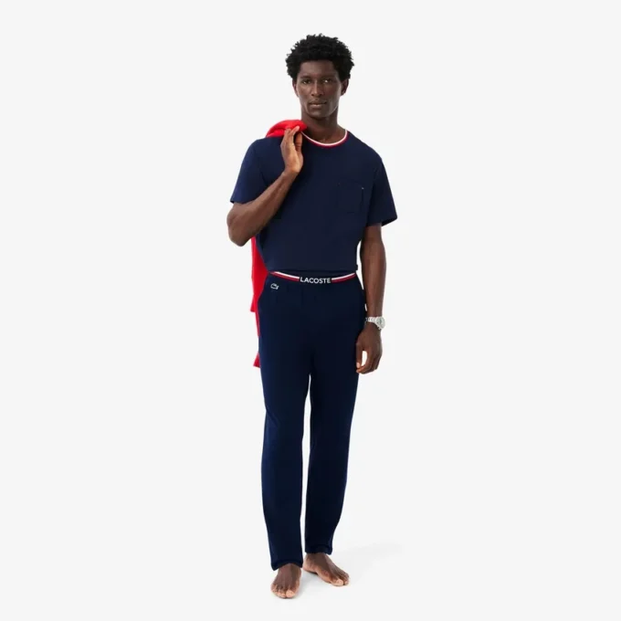 Calças de pijama masculinas com cintura multicolorida