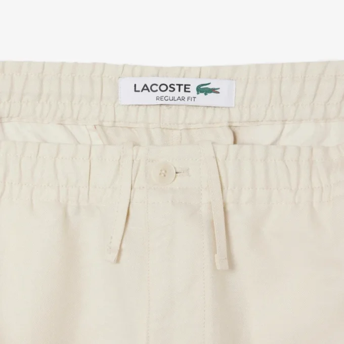 Calças de sarja de linho de corte regular para homem