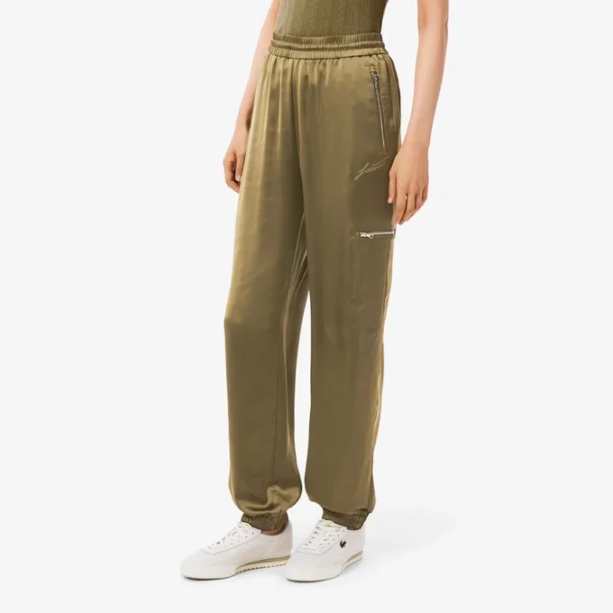 Calças de treino oversized em cetim para mulher