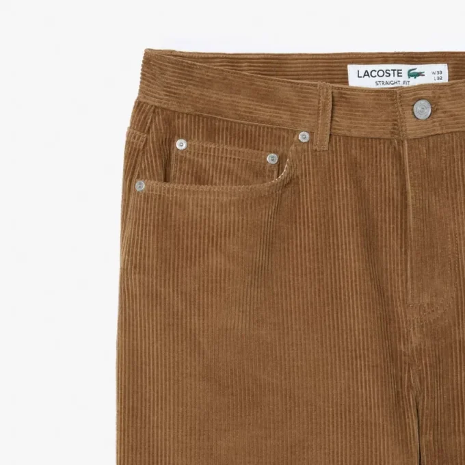 Calças de veludo de corte reto com 5 bolsos para homem