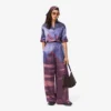 Calças Oversized com Estampado Paisagístico para Mulher