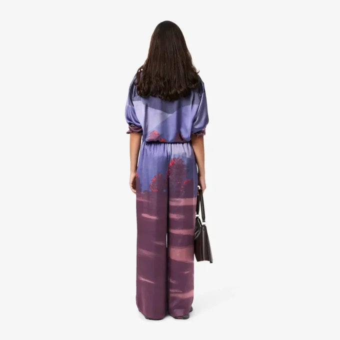 Calças Oversized com Estampado Paisagístico para Mulher