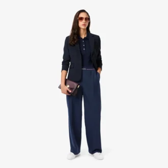 Calças plissadas oversized em mistura de lã para mulher
