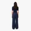 Calças plissadas oversized em mistura de lã para mulher
