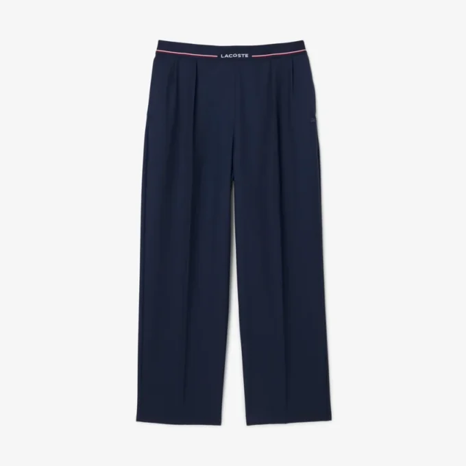 Calças plissadas oversized em mistura de lã para mulher