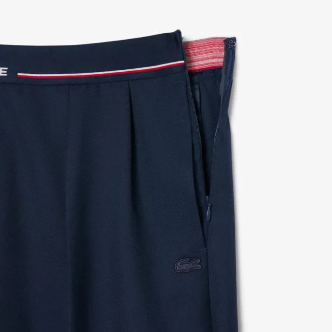 Calças plissadas oversized em mistura de lã para mulher