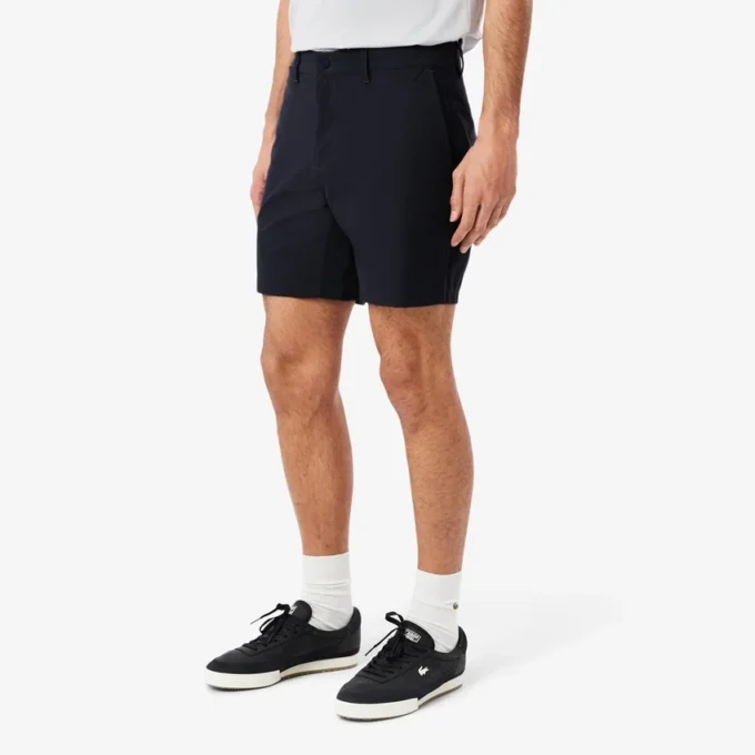 Calções bermudas chino em algodão elástico com corte regular