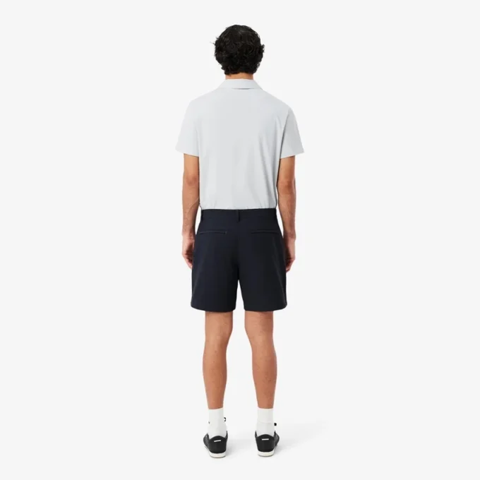 Calções bermudas chino em algodão elástico com corte regular