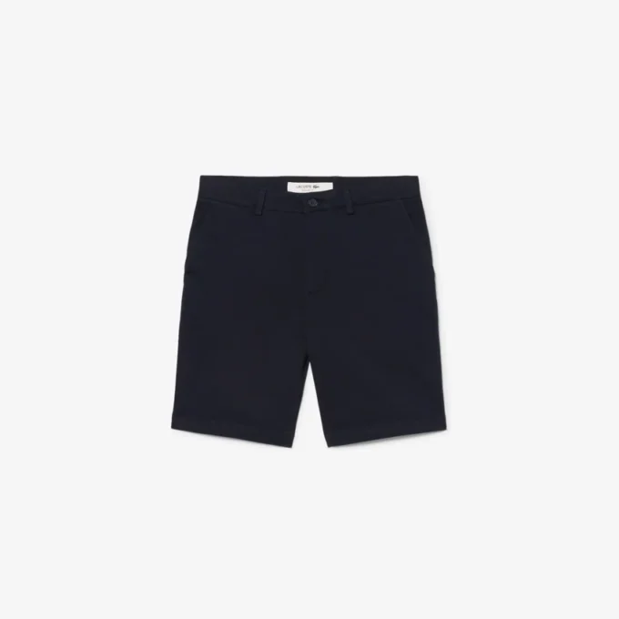 Calções bermudas chino em algodão elástico com corte regular