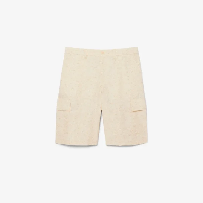 Calções cargo bermuda estampados de corte reto