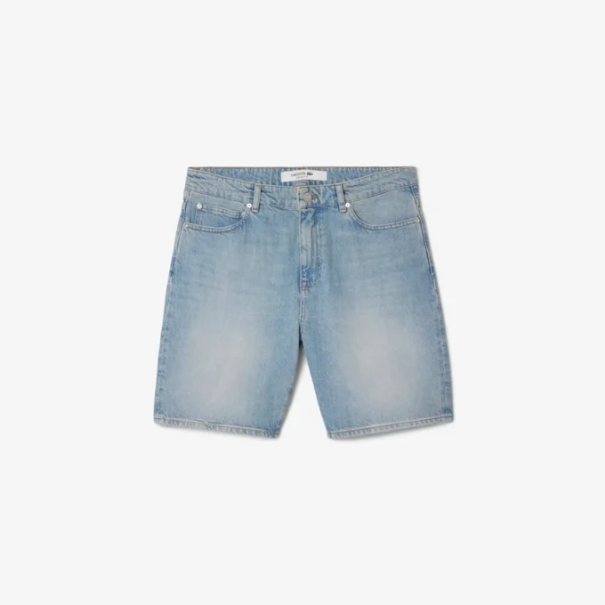 Calções de ganga de corte reto para homem