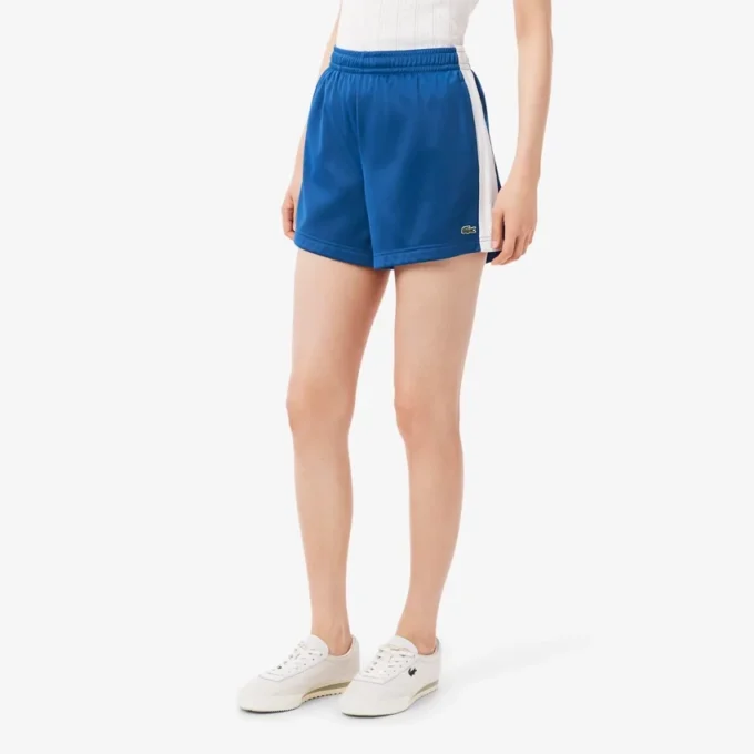 Calções de jersey acetinado com riscas Pointelle para mulher