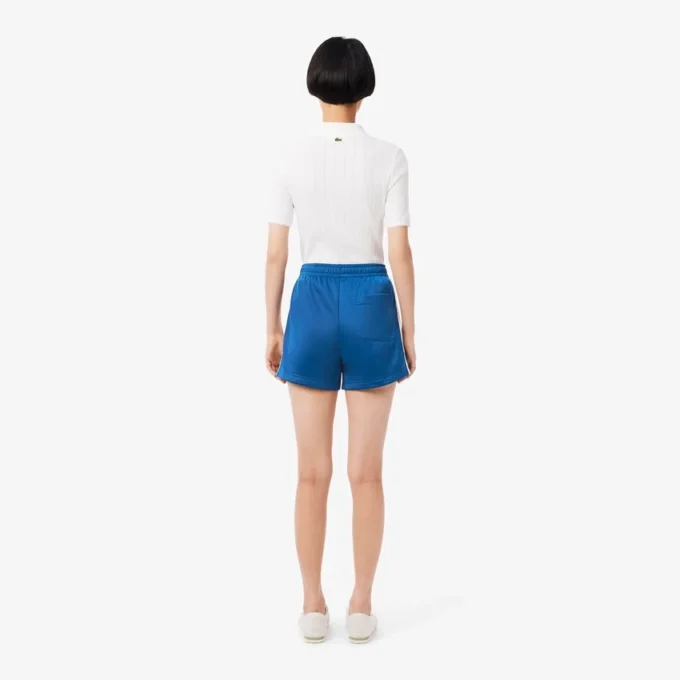 Calções de jersey acetinado com riscas Pointelle para mulher