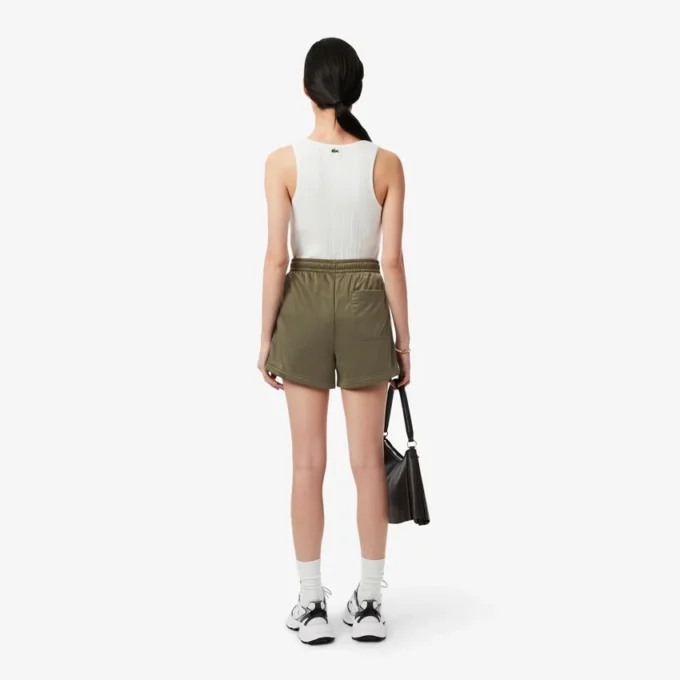 Calções de jersey acetinado com riscas Pointelle para mulher