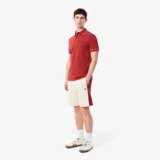 Calções de malha de algodão com blocos de cor para homem