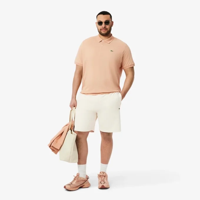 Calções de malha de algodão com blocos de cor para homem