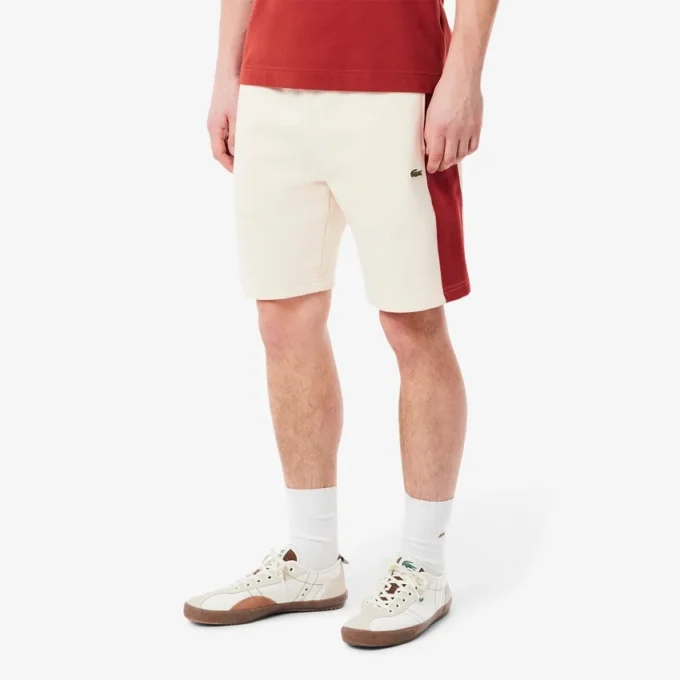 Calções de malha de algodão com blocos de cor para homem