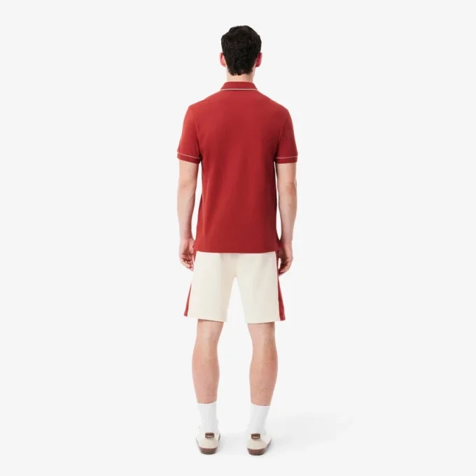 Calções de malha de algodão com blocos de cor para homem