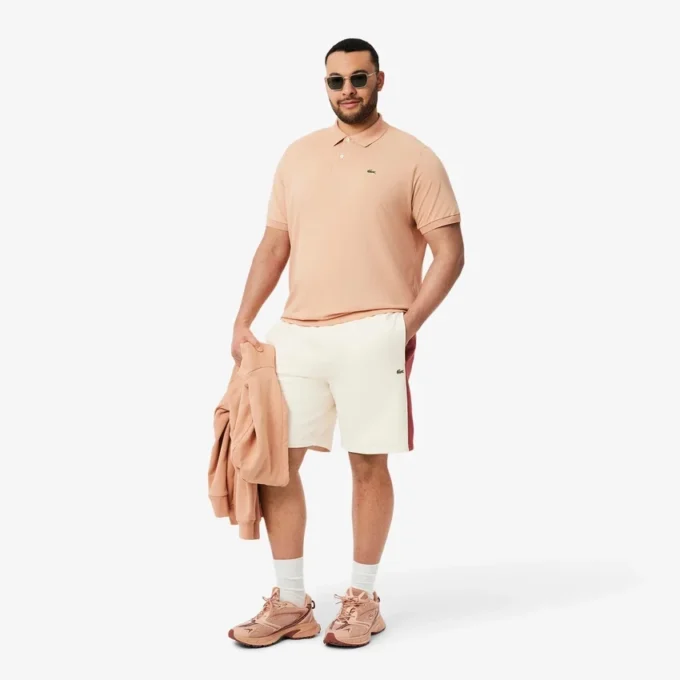 Calções de malha de algodão com blocos de cor para homem