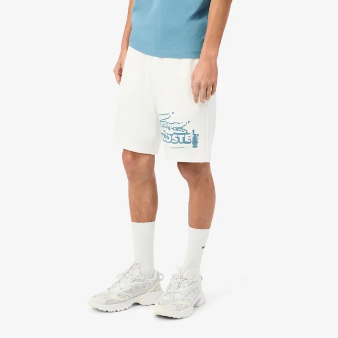 Calções de malha de algodão com estampado gráfico para homem