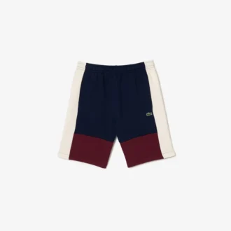 Calções de malha polar com blocos de cor, corte regular, para homem