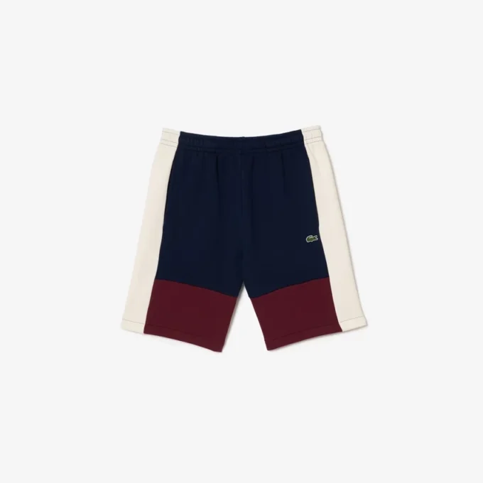 Calções de malha polar com blocos de cor, corte regular, para homem