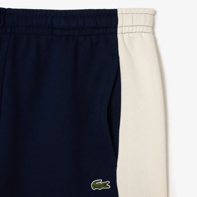 Calções de malha polar com blocos de cor, corte regular, para homem