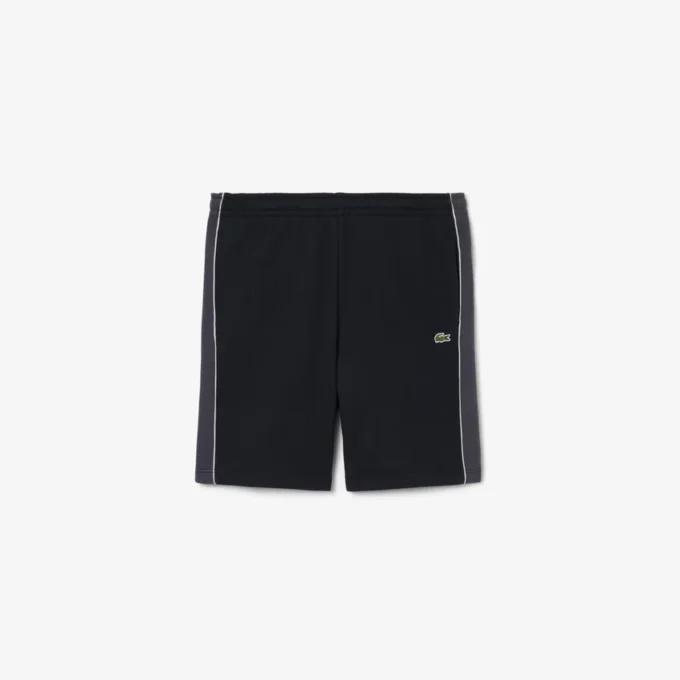 Calções de malha polar com blocos de cor e corte regular