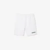 Calções de malha polar com bordado de texto, corte regular para homem