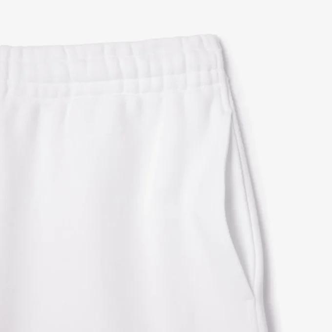 Calções de malha polar com bordado de texto, corte regular para homem