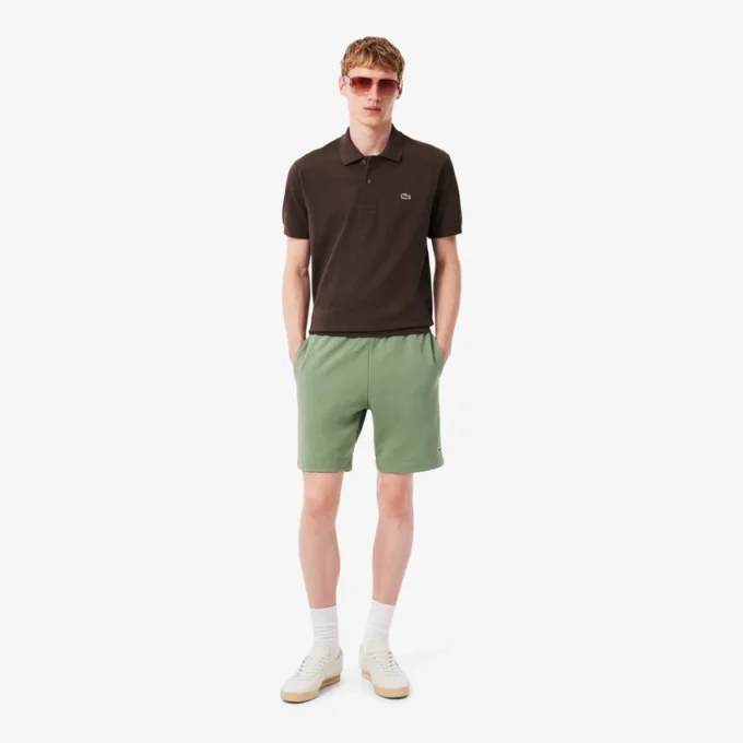 Calções de malha polar de corte regular para homem