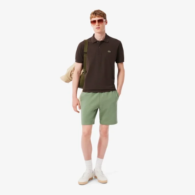 Calções de malha polar de corte regular para homem
