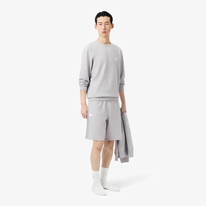 Calções de pijama de malha polar de corte reto para homem
