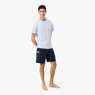 Calções de pijama de malha polar de corte reto para homem