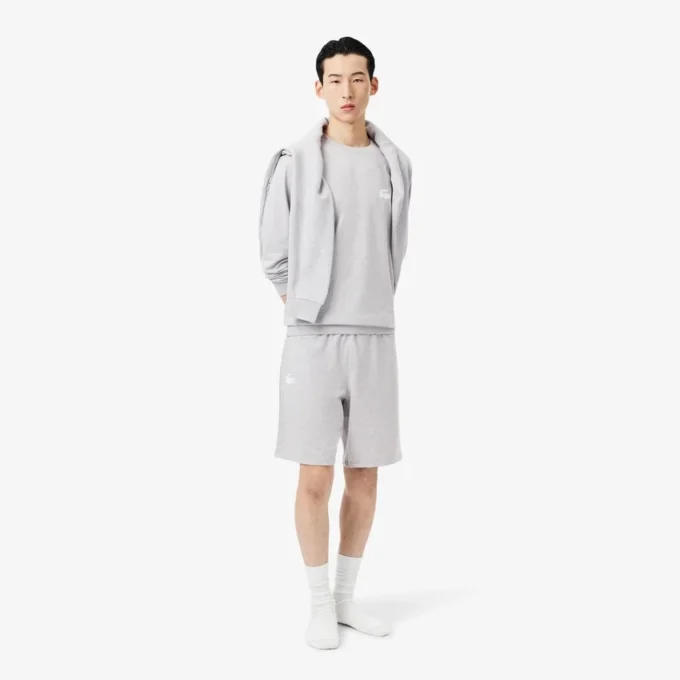 Calções de pijama de malha polar de corte reto para homem
