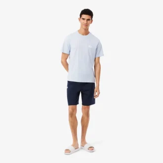 Calções de pijama de malha polar de corte reto para homem