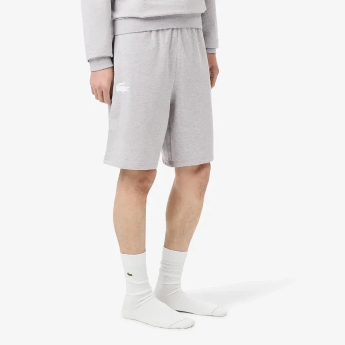 Calções de pijama de malha polar de corte reto para homem