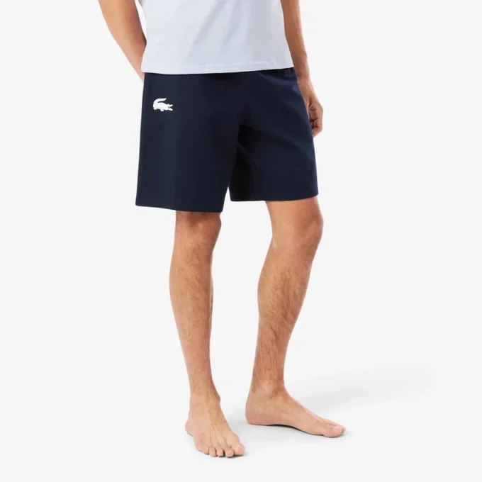 Calções de pijama de malha polar de corte reto para homem