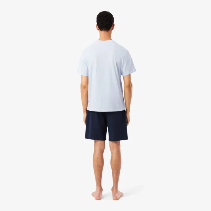 Calções de pijama de malha polar de corte reto para homem