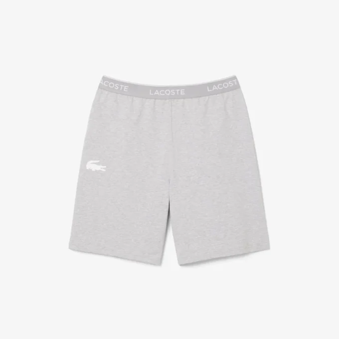Calções de pijama de malha polar de corte reto para homem