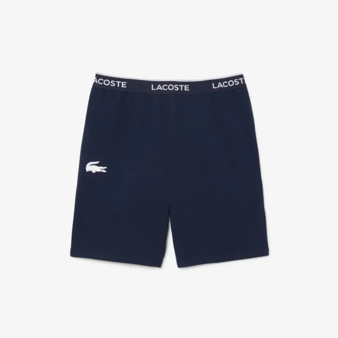 Calções de pijama de malha polar de corte reto para homem
