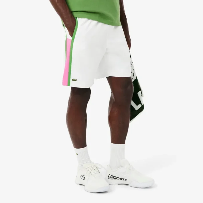 Calções de ténis masculinos leves com riscas coloridas
