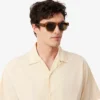 Camisa com riscas e crocodilo, corte descontraído