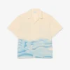 Camisa com riscas e crocodilo, corte descontraído