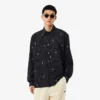 Camisa de algodão bordada com corte descontraído