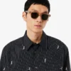 Camisa de algodão bordada com corte descontraído