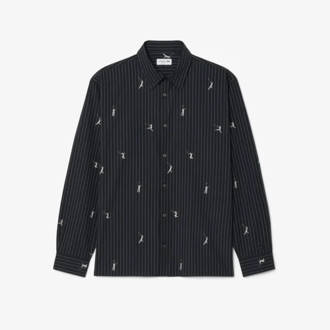 Camisa de algodão bordada com corte descontraído