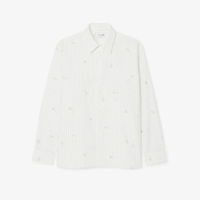 Camisa de algodão bordada com corte descontraído