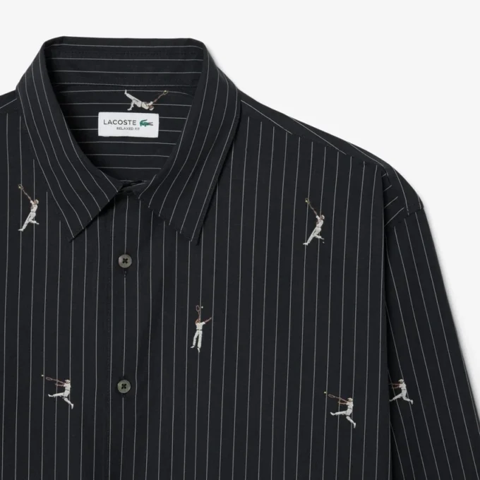 Camisa de algodão bordada com corte descontraído